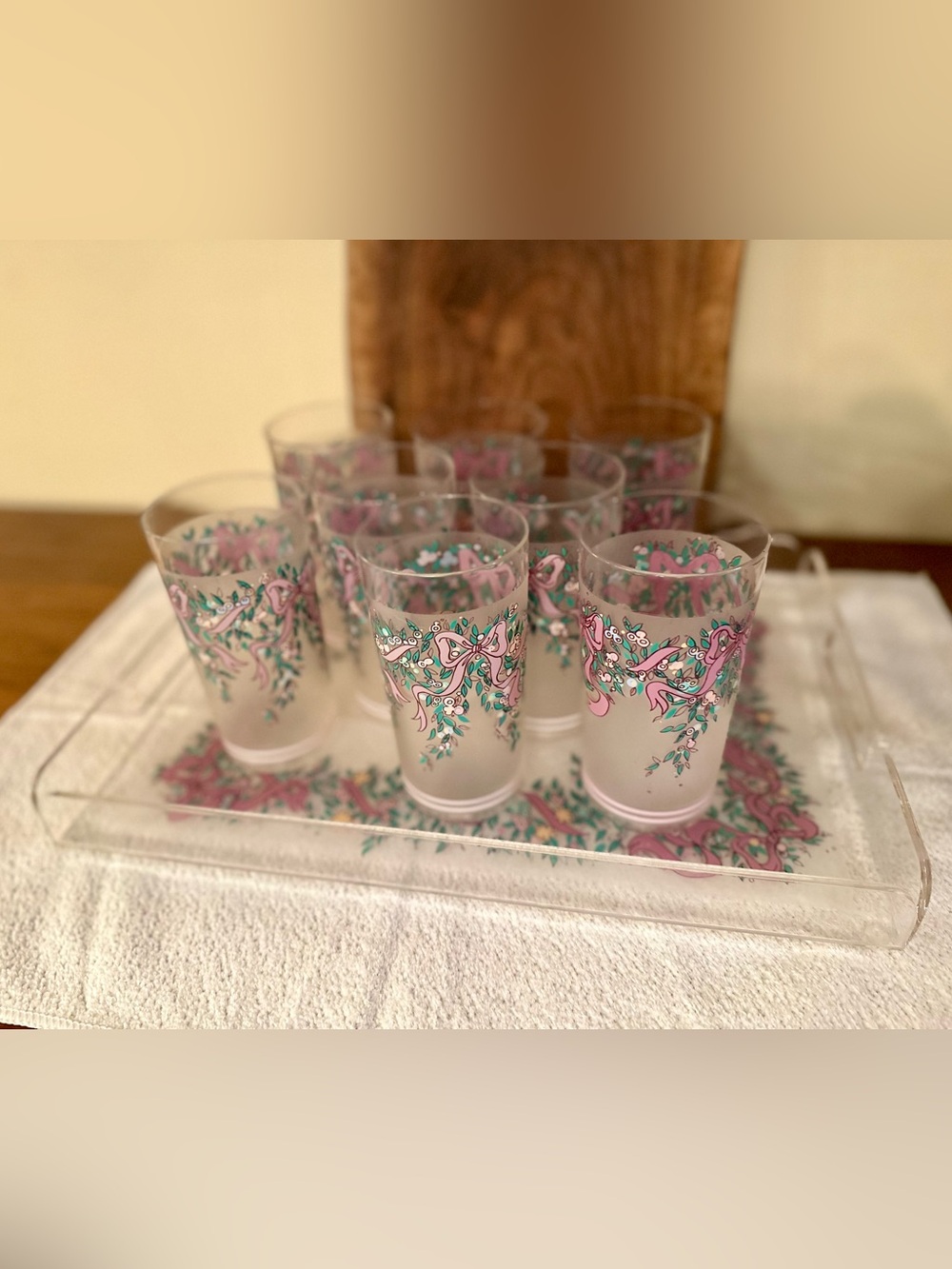 Vintage Drink Service Tumbler x8 1986 Anne Walcott Enesco Plastic Tumbler Set